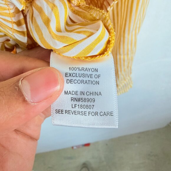 GB Gianni Bini Yellow Striped Corset Waist Top Large - Picture 4 of 5